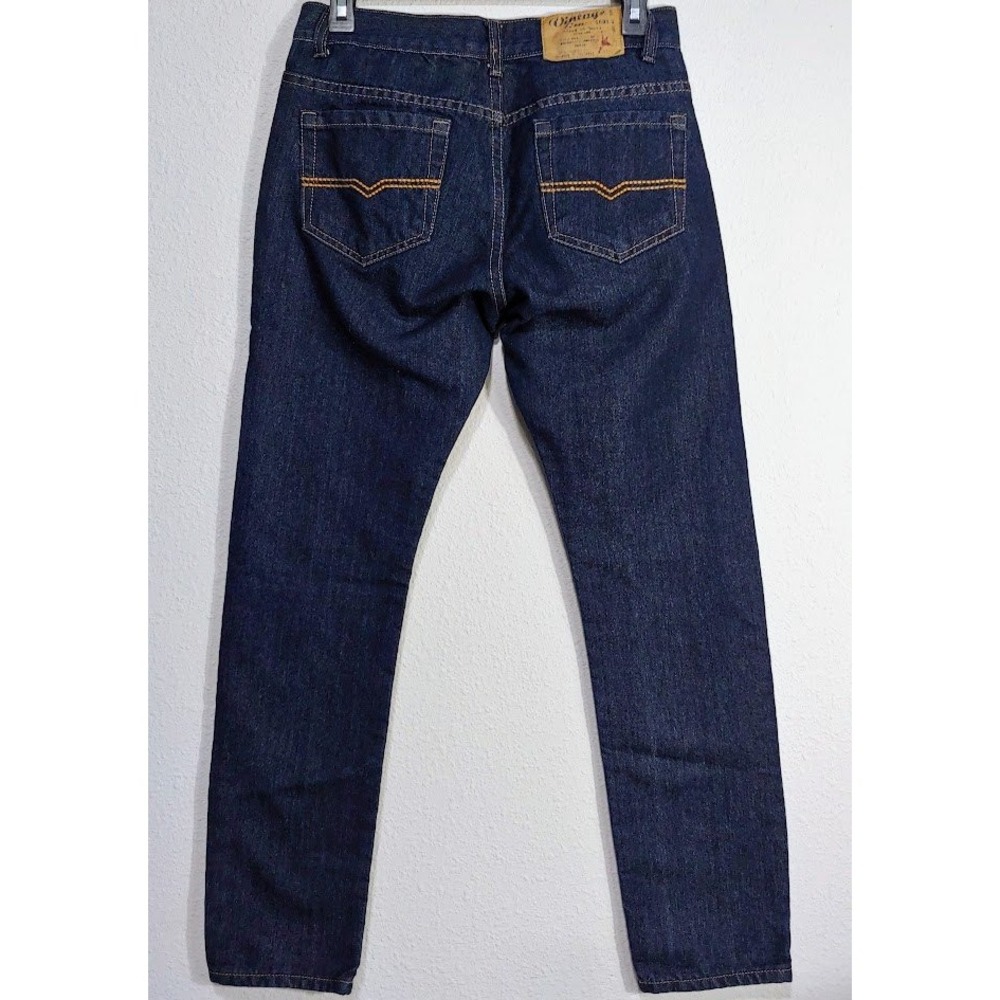 Vintage Genes 1991 Mens Slim Straight 28 x30 Jeans Dark Indigo Blue Denim Pants - Picture 5 of 13